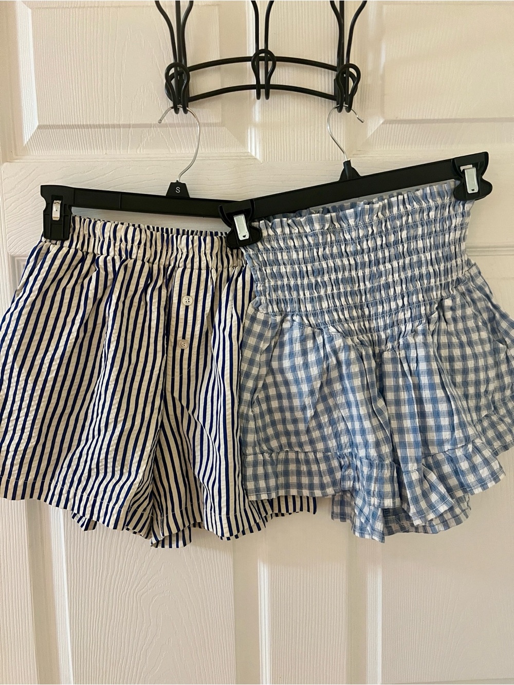Sincerly Jules Navy Blue Striped & Light Blue Gingham Women’s Shorts Bundle